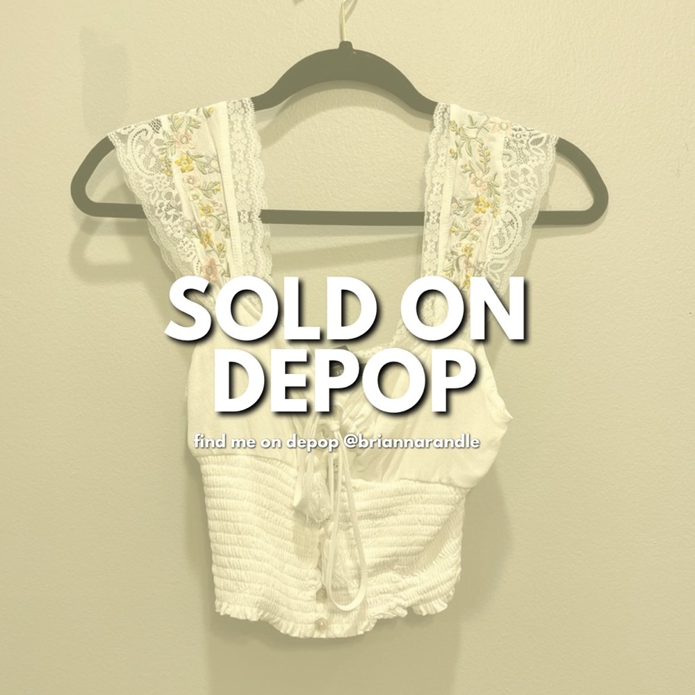 Forever 21 smocked top with floral lace straps